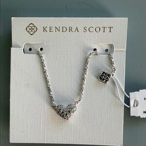 Kendra Scott Silver and Crystal Heart Pendant Necklace